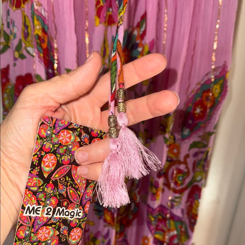 Pink Floral Maxi Dress with Puff Sleeves - Picture 7 of 10